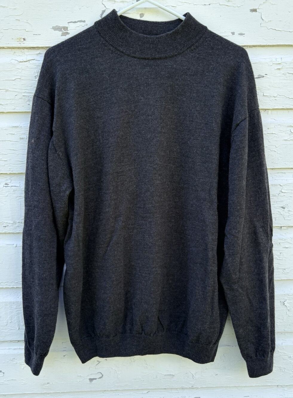 Pronto Uomo 100% Extra Fine Merino Wool Sweater Mens XXL Black Mock Neck Pullove